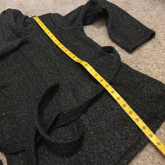 Hooded Button Up Charcoal Grey Cotton Blend Tie Waist Coat - Picture 14 of 15